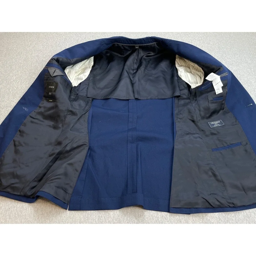 J Crew Blazer Mens 38R Blue Ludlow Larusmiani Italy 100% Cotton 2-Button